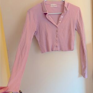 Lilac Cropped Collared Shirt